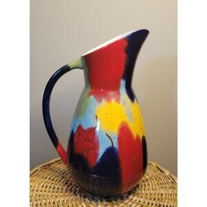Vase 72oz Ceramic Pitcher Sedona Multicolor Pfaltzgraff 14" Nouveau Flower Arty